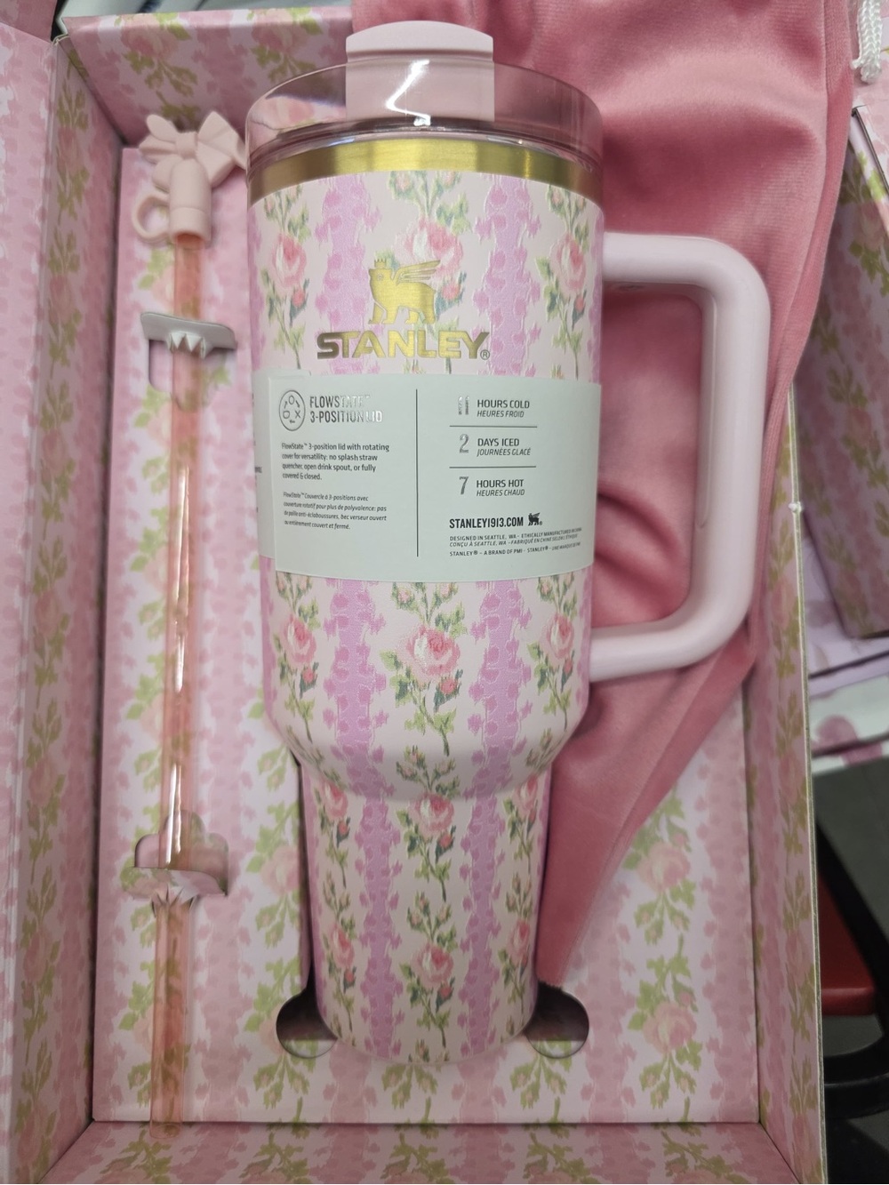 Stanley x LoveShackFancy Pink purple blue Floral Straw 40oz flowstate quencher - Picture 8 of 11
